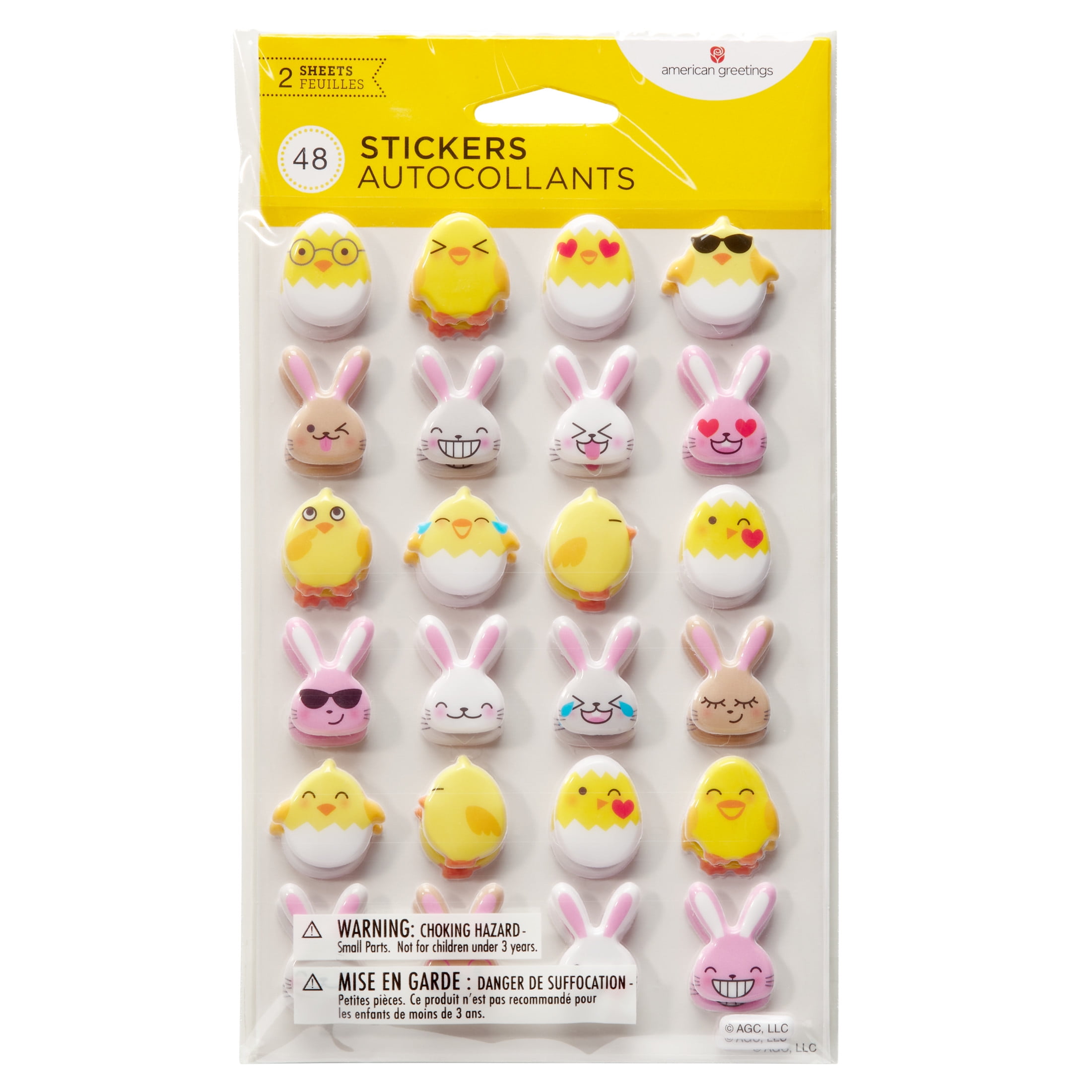 American Greetings Easter Puffy Stickers, Bunnies and Chicks (24-Stickers, 1-Sheet)