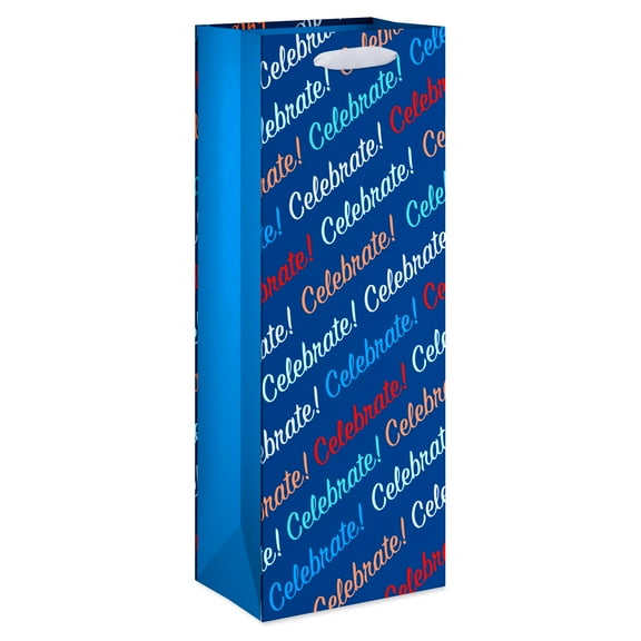 American Greetings Everyday Beverage Gift Bag, Celebrate Navy (4.75" x 12.75" x 3.25") 1-Count