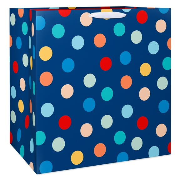 American Greetings Everyday Colossal Square Gift Bag, Multi Dots Navy (19.5" x 19.5" x 12") 1-Count