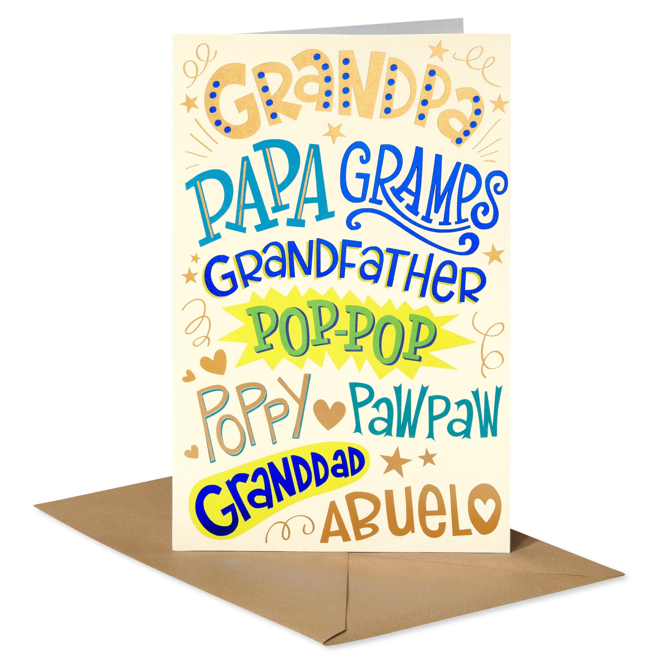 American Greetings Father's Day Card for Grandfather from Kids, Loving Nickname Typography Design, Includes Envelope