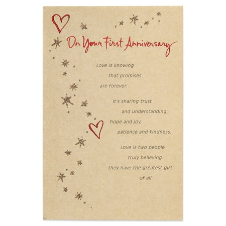 American Greetings First Anniversary Card for Couple with Glitter