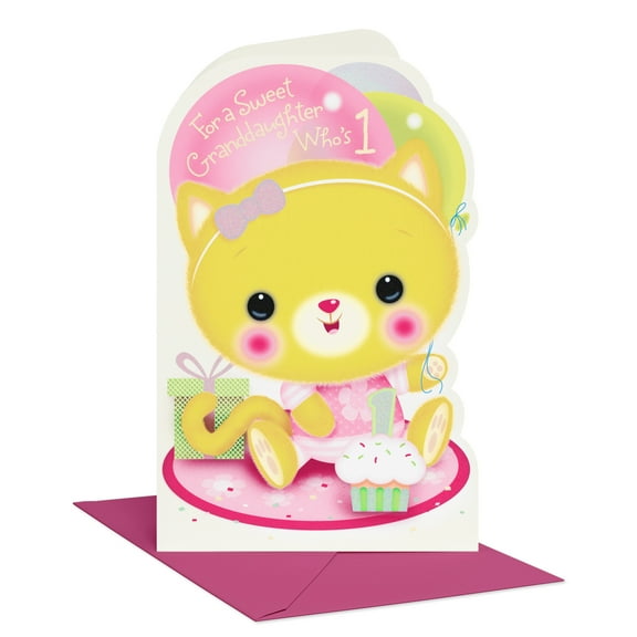 American Greetings First Birthday Card for Granddaughter (Kitty Celebration)