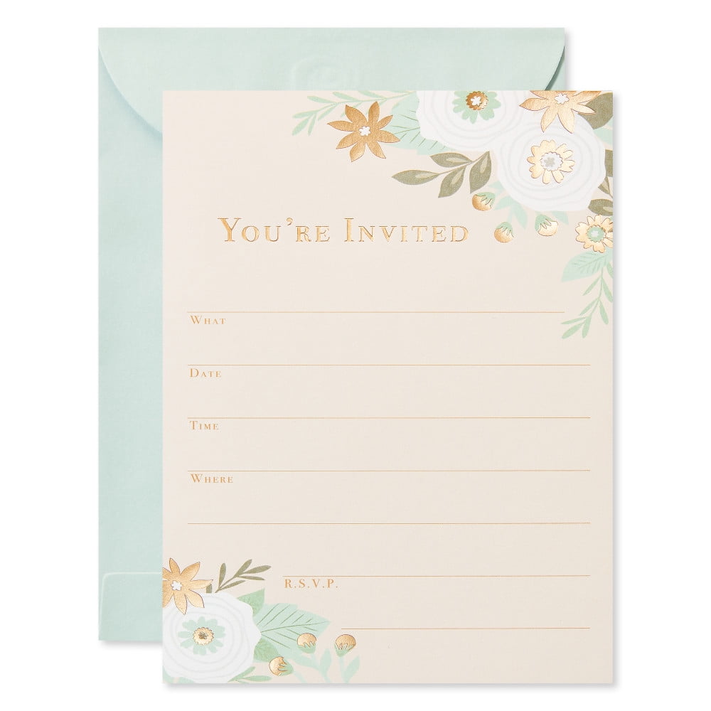 American Greetings Floral Invitations with Envelopes, You're Invited (10-count)