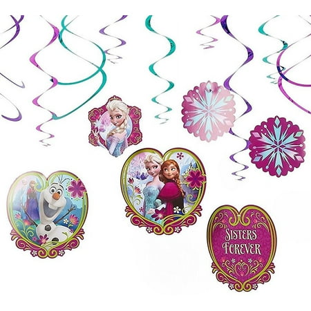 American Greetings Frozen Hanging Swirl Decorations, 12-Count