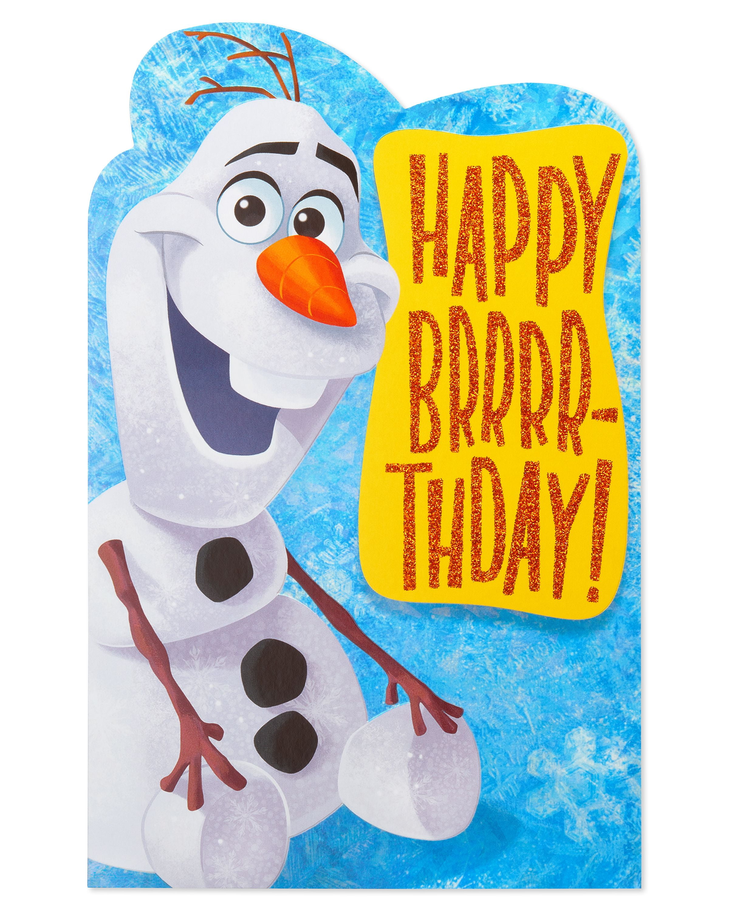 American Greetings Frozen Olaf Birthday Card with Glitter - Walmart.com