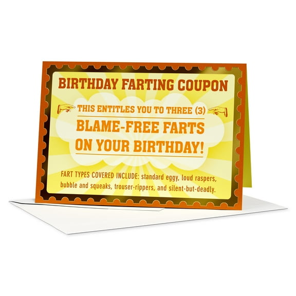 American Greetings Funny Birthday Card (Blame-Free Birthday Farting Coupon)