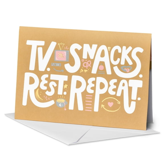 American Greetings Funny Get Well Soon Card for Anyone (TV, Snacks, Rest, Repeat)