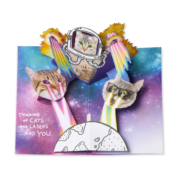 American Greetings Funny Pop up Birthday Card with Music (Cats In Space)