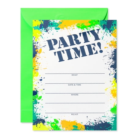 American Greetings Green Paint Splatter Party Invites (20-Count)