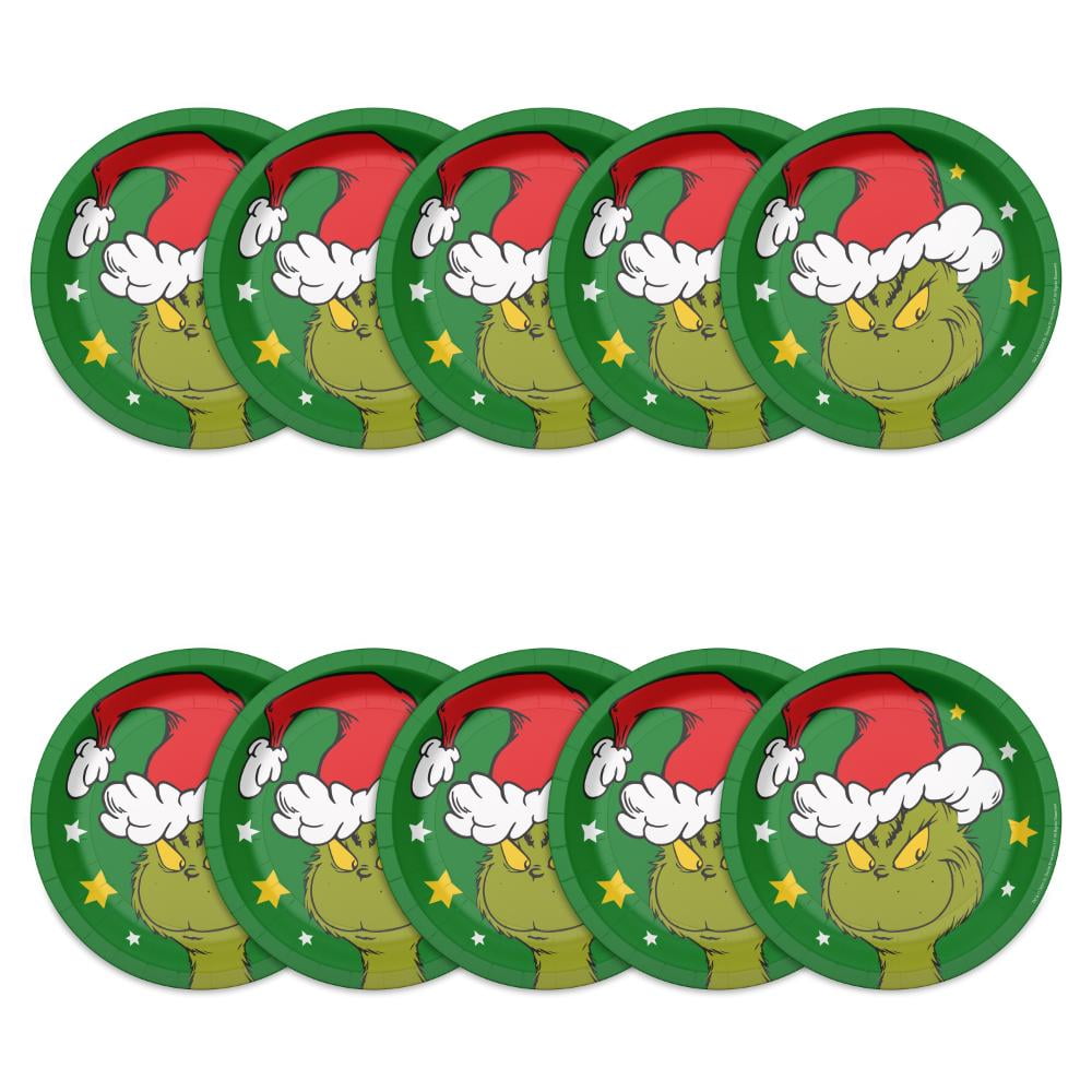 American Greetings Grinch 7 in. Christmas Dessert Green Paper Plates (10-Count)