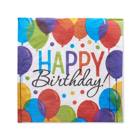 American Greetings Happy Birthday Balloon Lunch Napkins, 125-Count