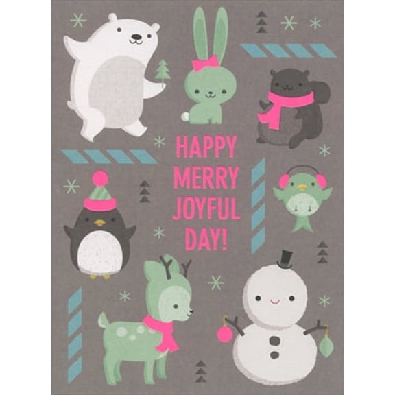 American Greetings JustWink Happy Merry Joyful Day Christmas Card (1 card/1 envelope)