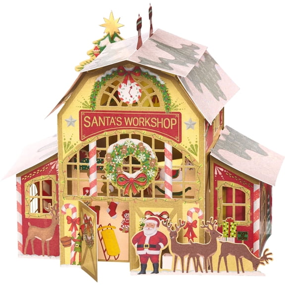 American Greetings Magic Moments Christmas Pop-Up Village Collectible Decoration (Santa's Workshop)