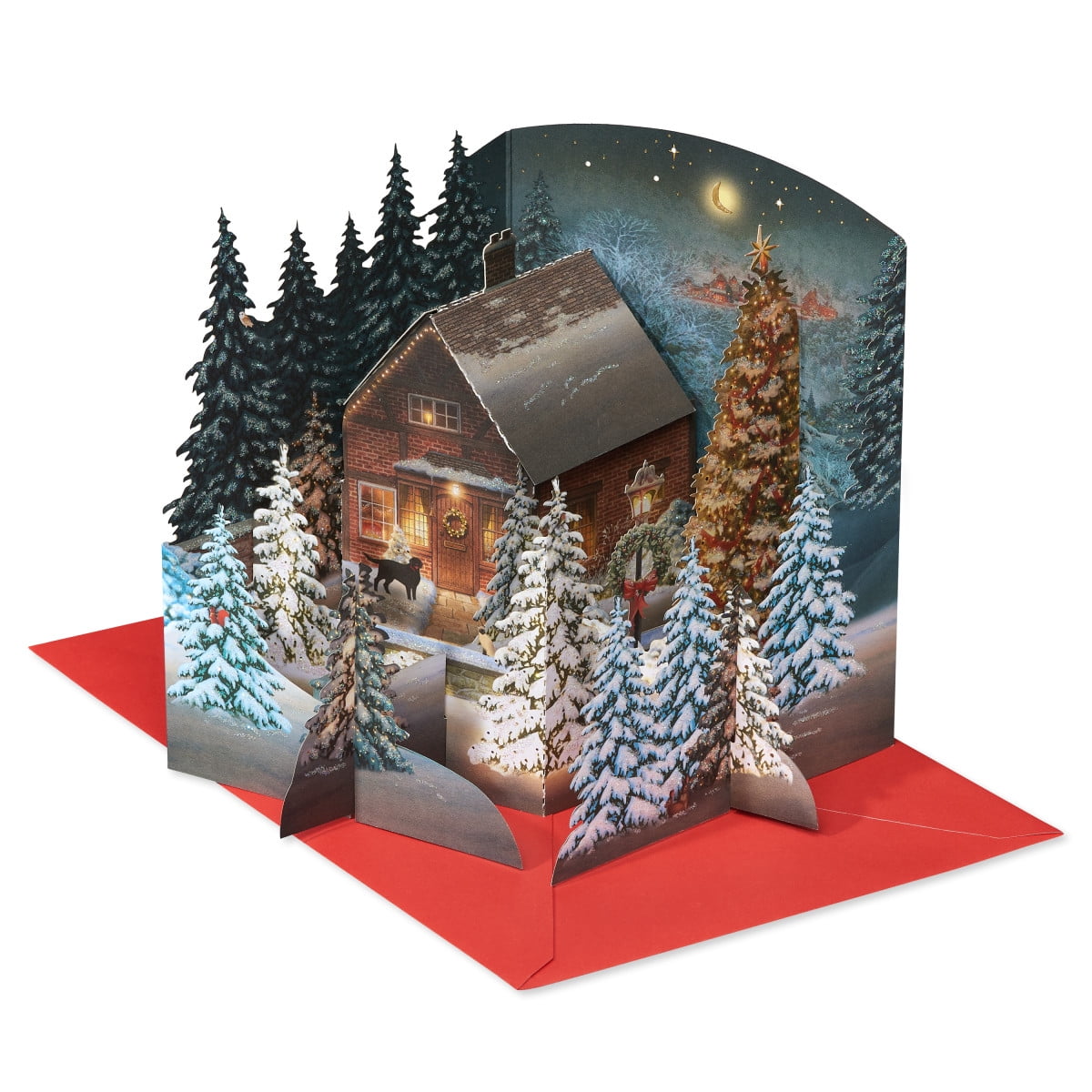 American Greetings Magic Moments Christmas Pop-up Card Village Collectible Decoration (Season's Greetings)