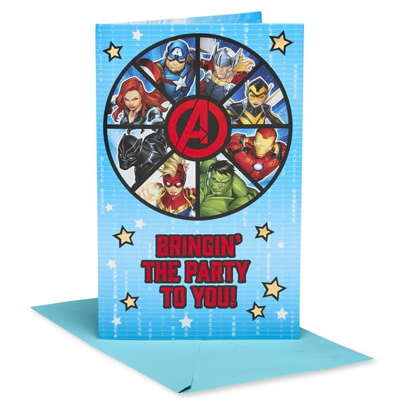 American Greetings Marvel Avengers Birthday Card for Boy (Bringing the Party)