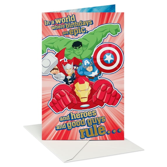 American Greetings Marvel Avengers Birthday Card for Kids (Epic Heroes)