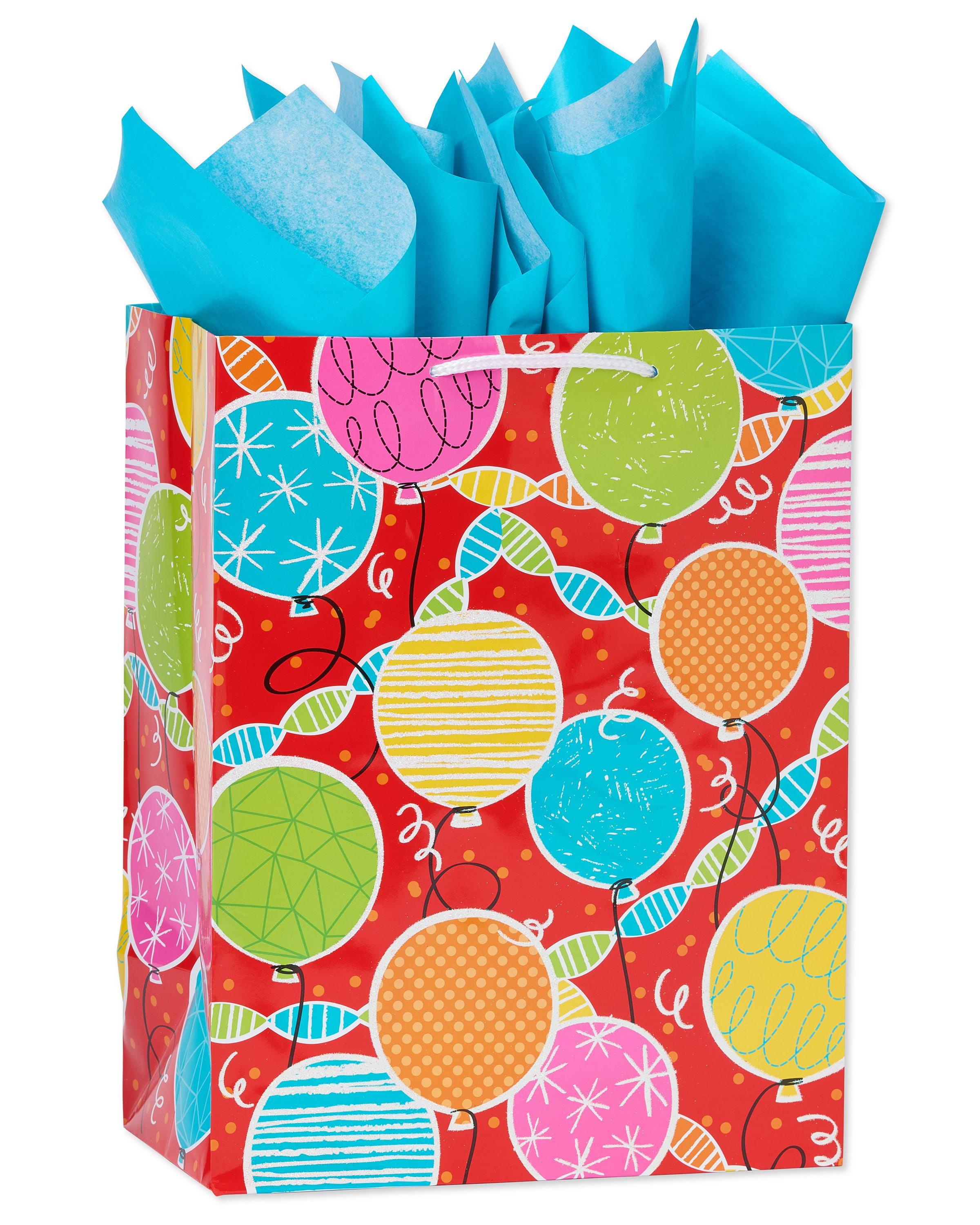 American Greetings Extra-Large Gift Bag with Tissue Paper, Birthday Balloons (1 Bag, 6-Sheets)
