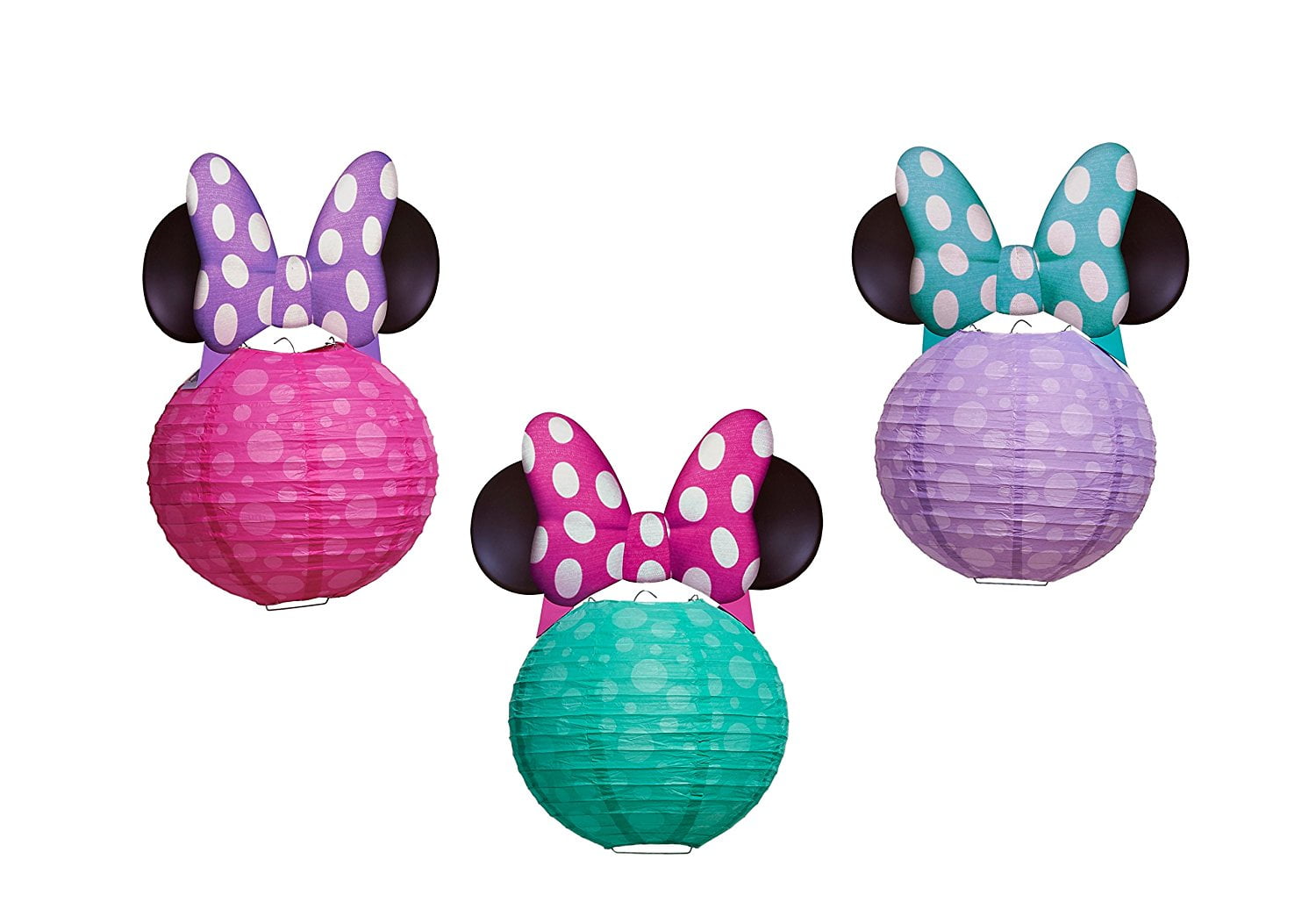 American Greetings Minnie Mouse Party Supplies, Paper Lantern Decorations, 3-Count