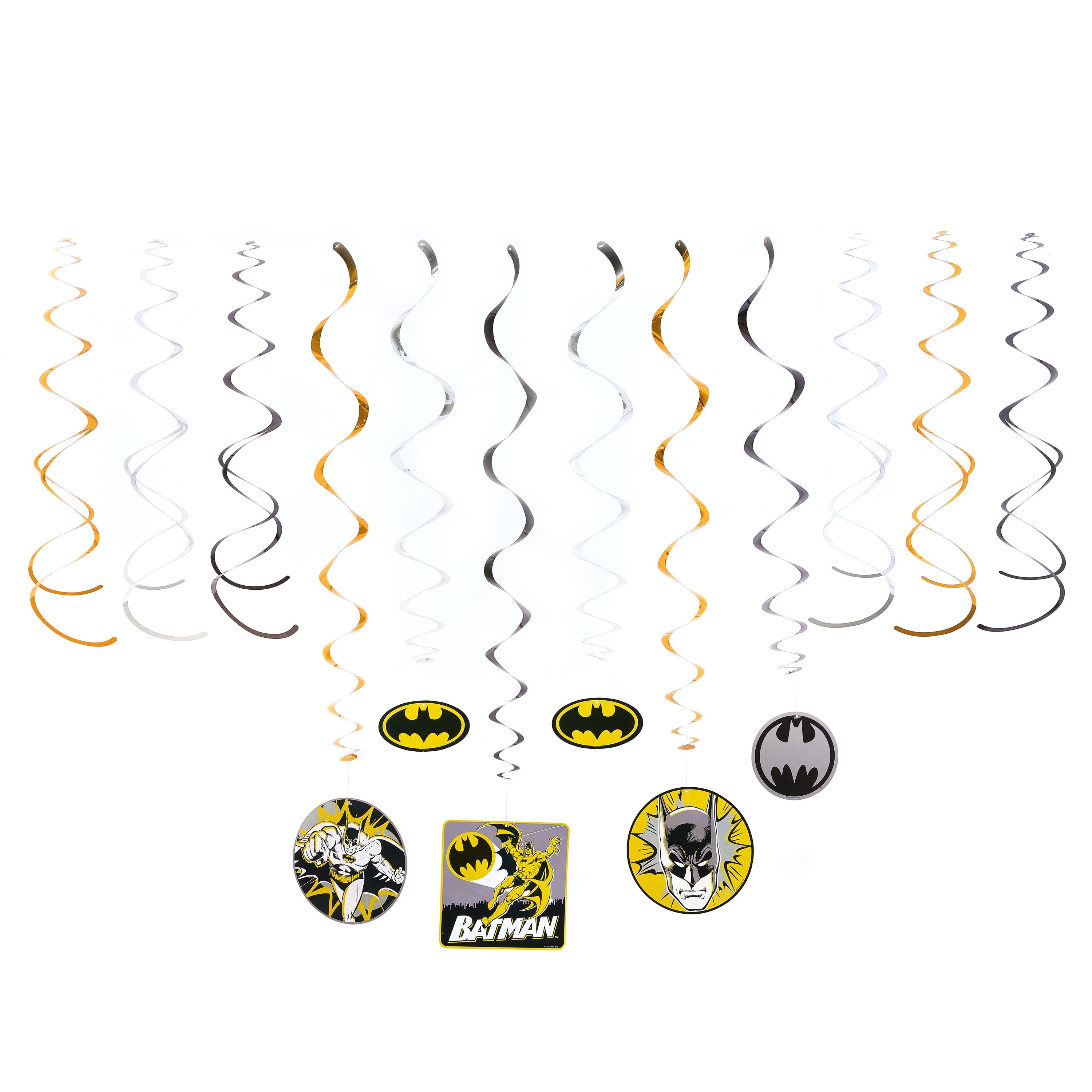 American Greetings Multi-color Batman Party Supplies Hanging Swirl Decorations Party Supply Set, 12-Count