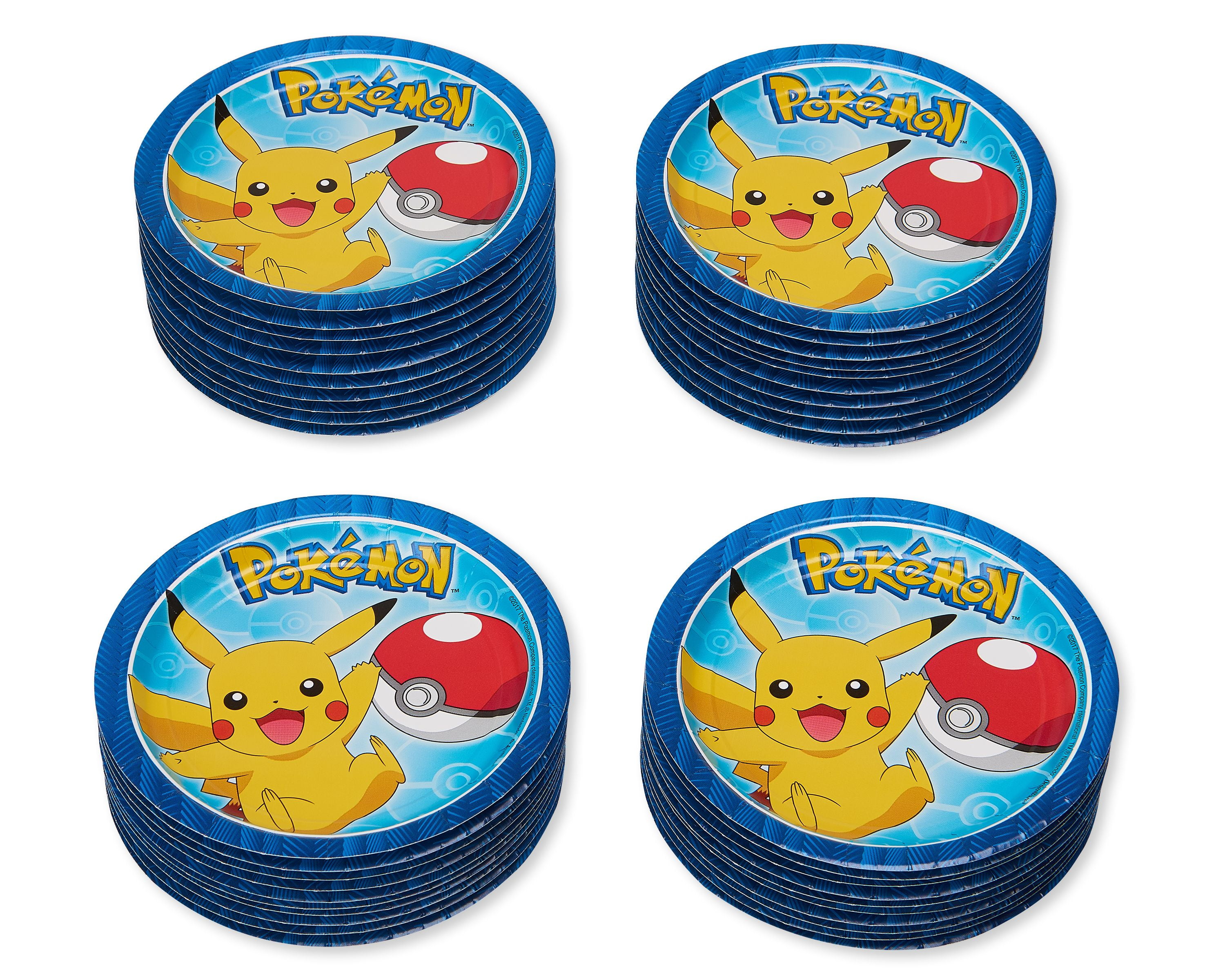American Greetings Pokemon Party Supplies Blue Paper Dessert Plates 40-Count