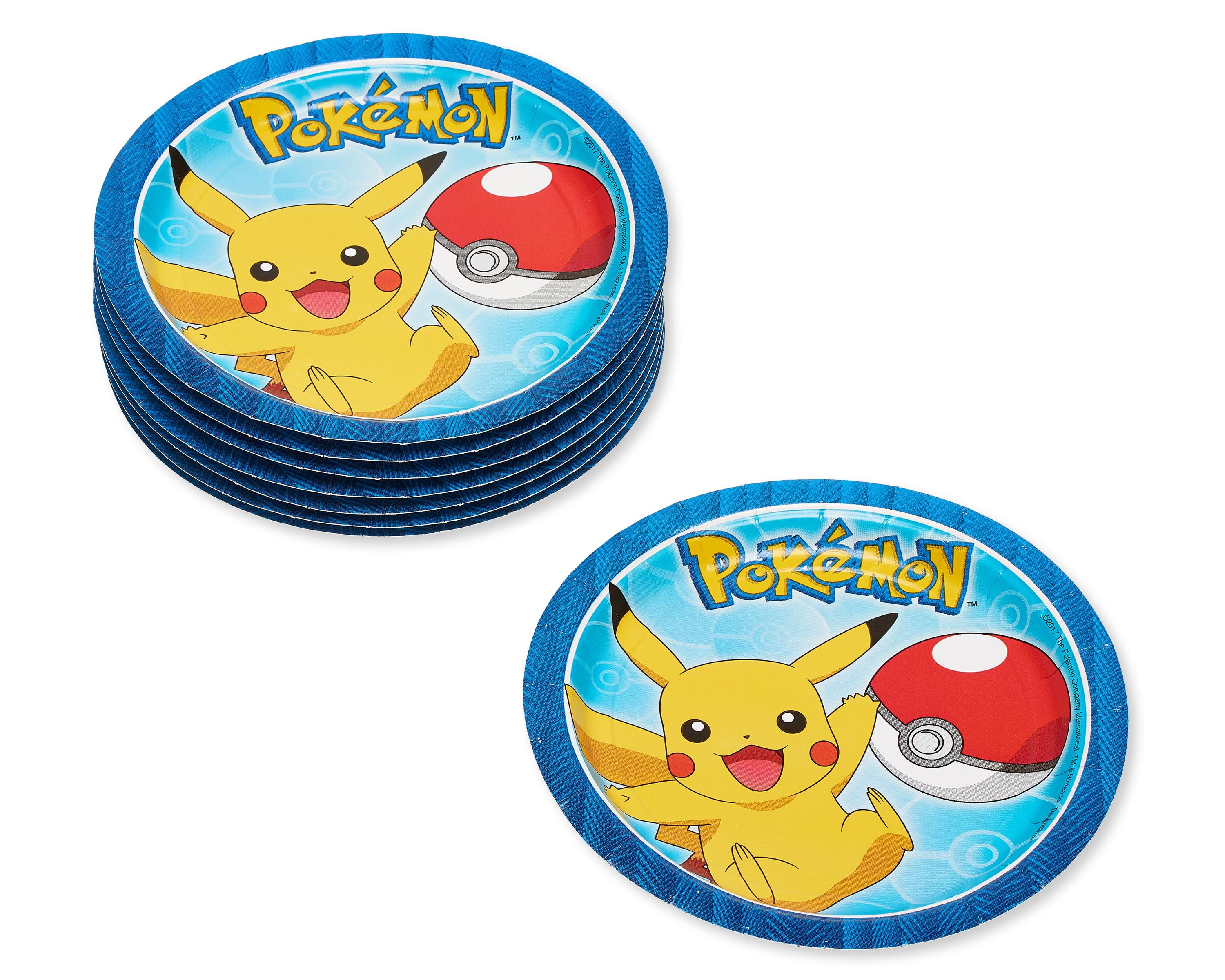 American Greetings Pokemon Party Supplies Blue Paper Dessert Plates, 7 x  7, 40-Count 
