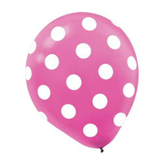 American Greetings Polka-Dot Latex Balloons, 12", Bright Pink