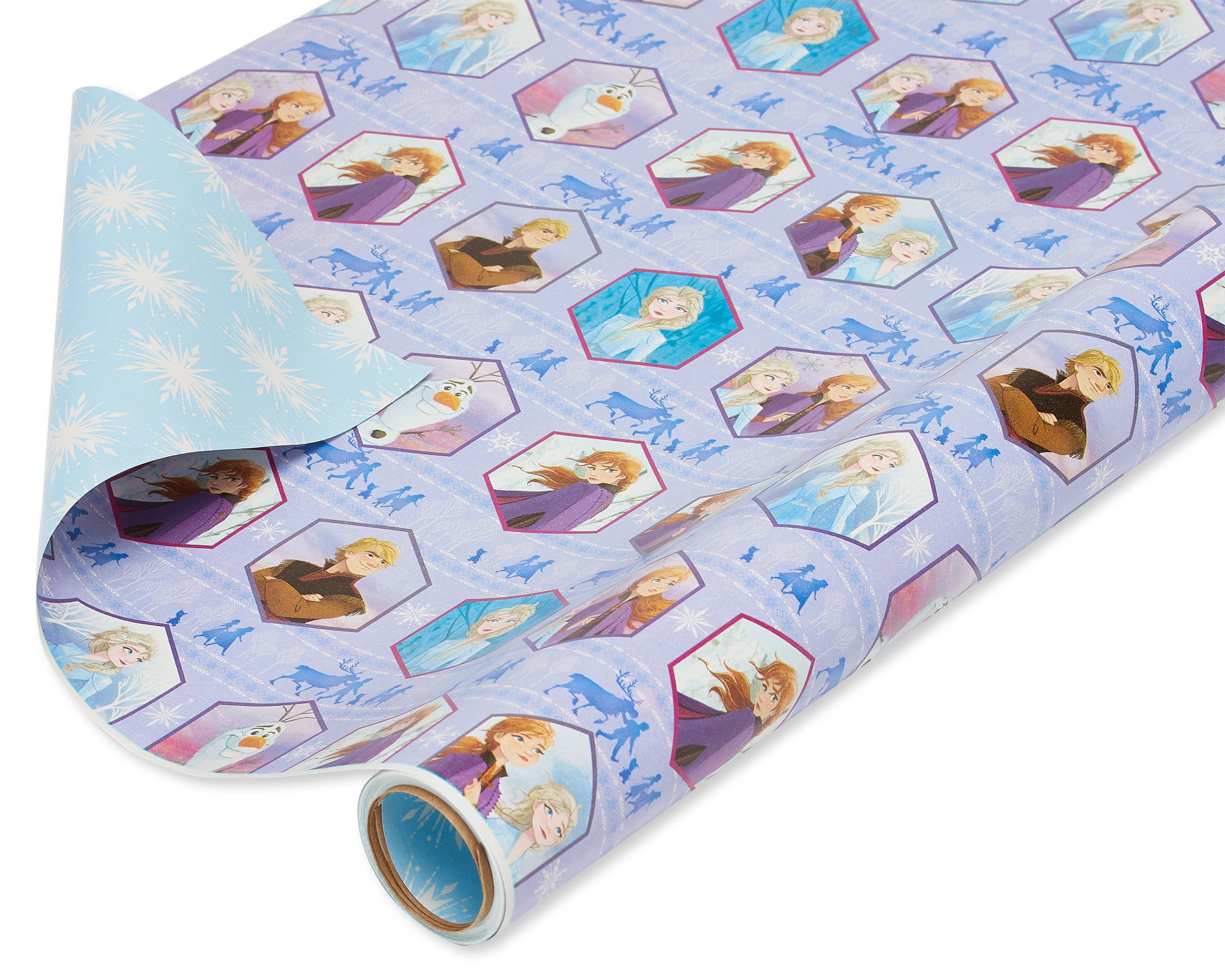 American Greetings Purple Disney Frozen Reversible Wrapping Paper, 1