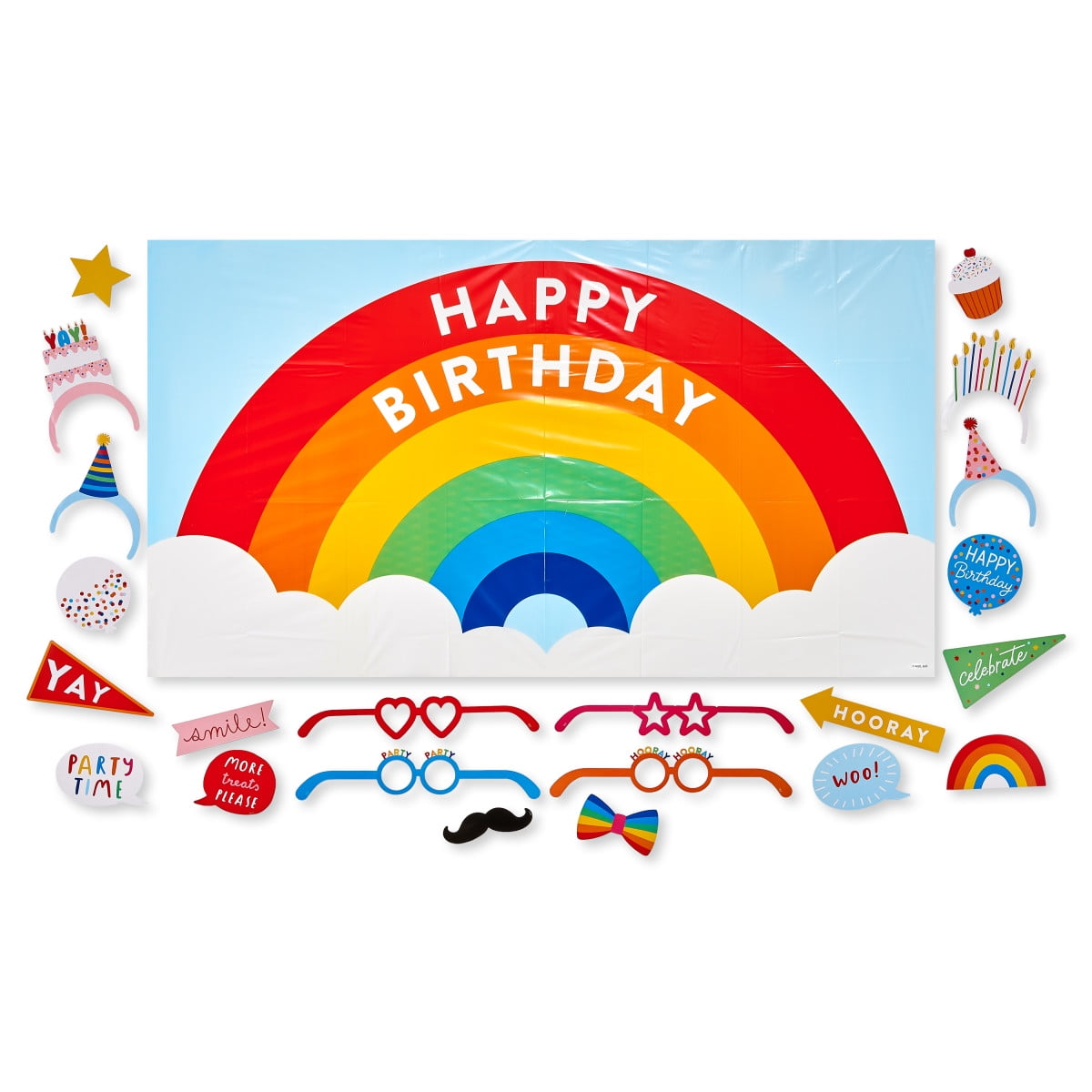 American Greetings Rainbow Birthday Party Supplies, Photo Booth Kit (32-Pieces)