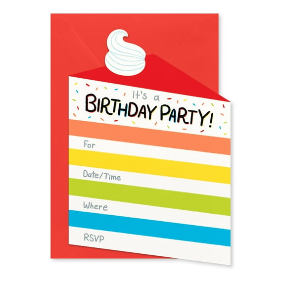 American Greetings Stationery Party Invitations, Rainbow Birthday Cake (10-Count)