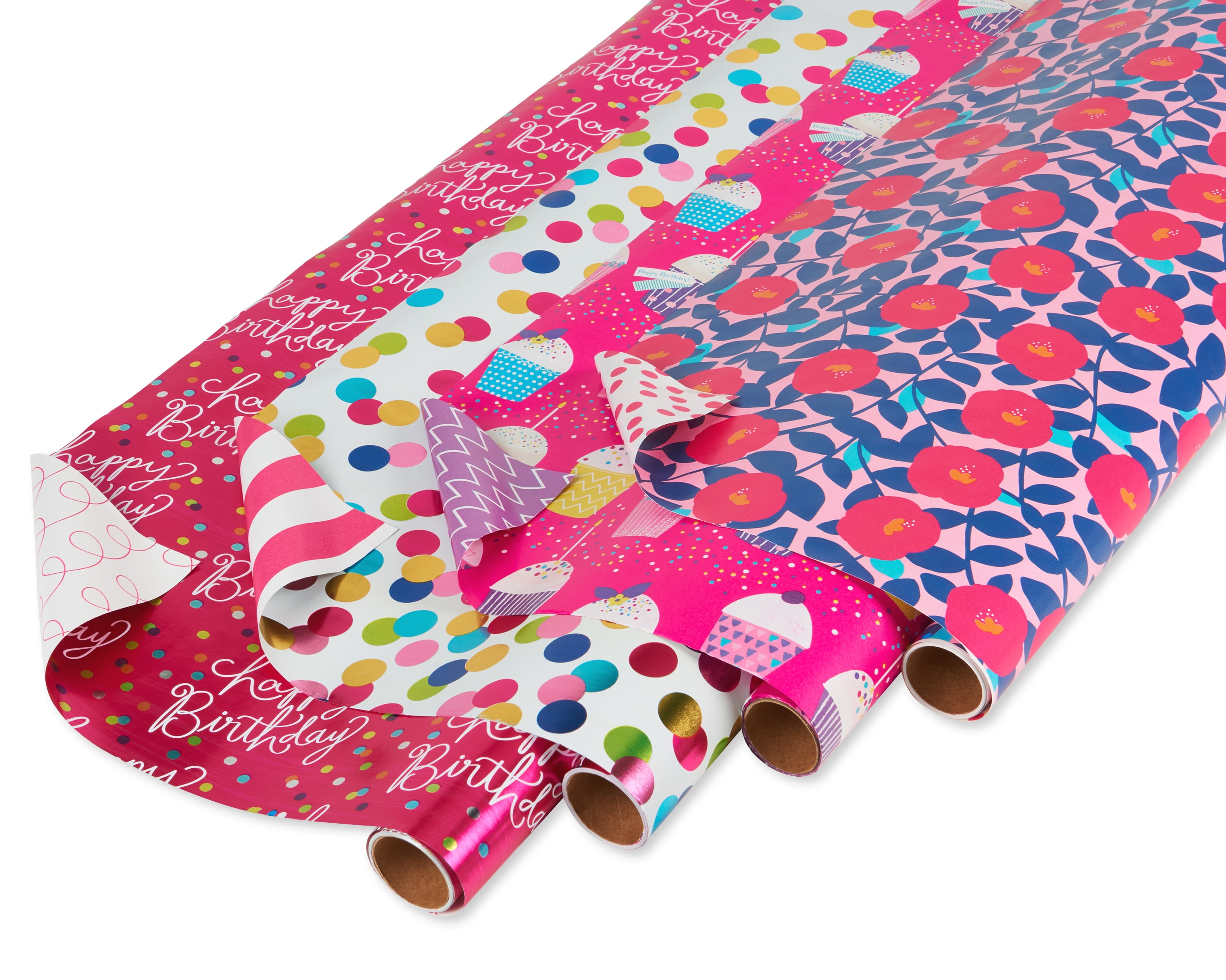 Birthday Wrapping Paper Bundle with Cut Lines on Reverse – Present