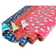 WRAPAHOLIC Gift Wrapping Paper Roll - Floral and Butterfly Design Mini Roll  - 17.3 inch x 120 inch Per Roll-3 Rolls 