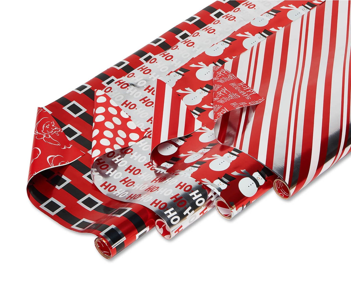 American Greetings 175 Sq. ft. Red Christmas Wrapping Paper, Candy Cane Stripes and Snowflakes (1 Jumbo Roll 30 in. x 70 ft.)