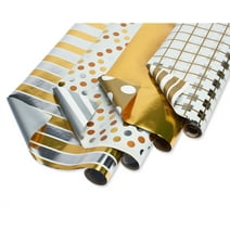 American Greetings Reversible Wrapping Paper Bundle, Gold and Silver (4 Rolls, 80 Sq. ft.)