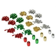 American Greetings Confetti Bows & Ribbons for Gift Wrapping - Red, Green, Gold (24-Count) for Christmas, Hanukkah
