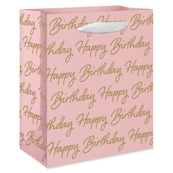 American Greetings Small Birthday Gift Bag for Her, Script Happy Birthday Pink (5.5" x 6.5" x 3") 1-Count