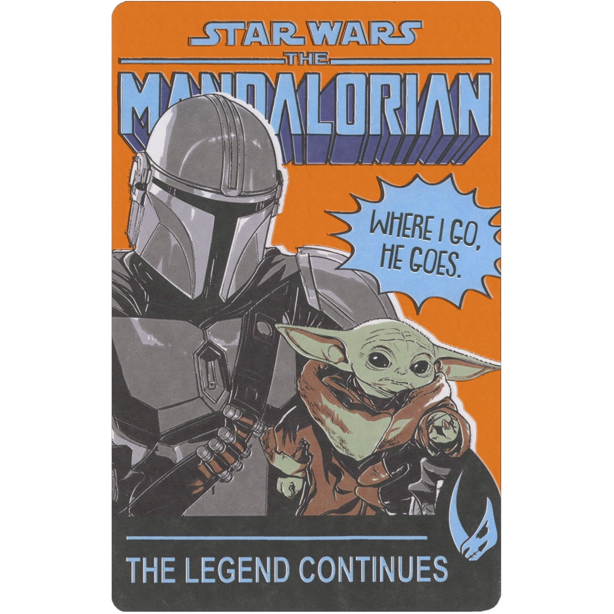 American Greetings Star Wars: The Mandalorian and Baby Yoda / Grogu on Orange Foil Background Father's Day Card for Dad