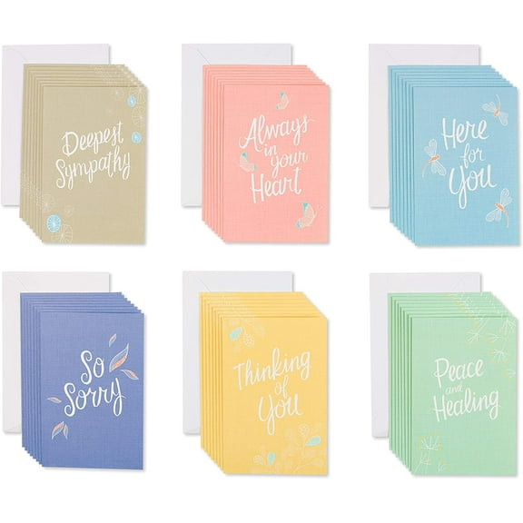 American Greetings Sympathy Cards Assortment, Hand-Lettered (48-Count)