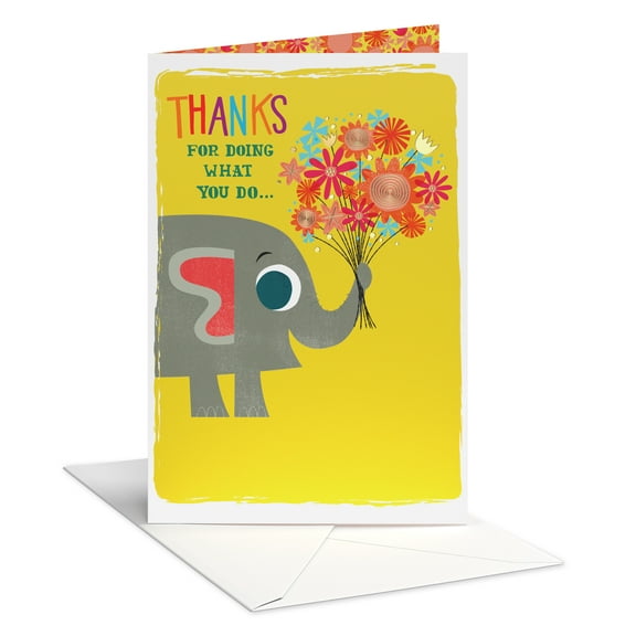 American Greetings Thank You Card (Elephant and Bouquet)