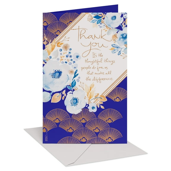 American Greetings Thank You Card (Grateful Blue Blooms)
