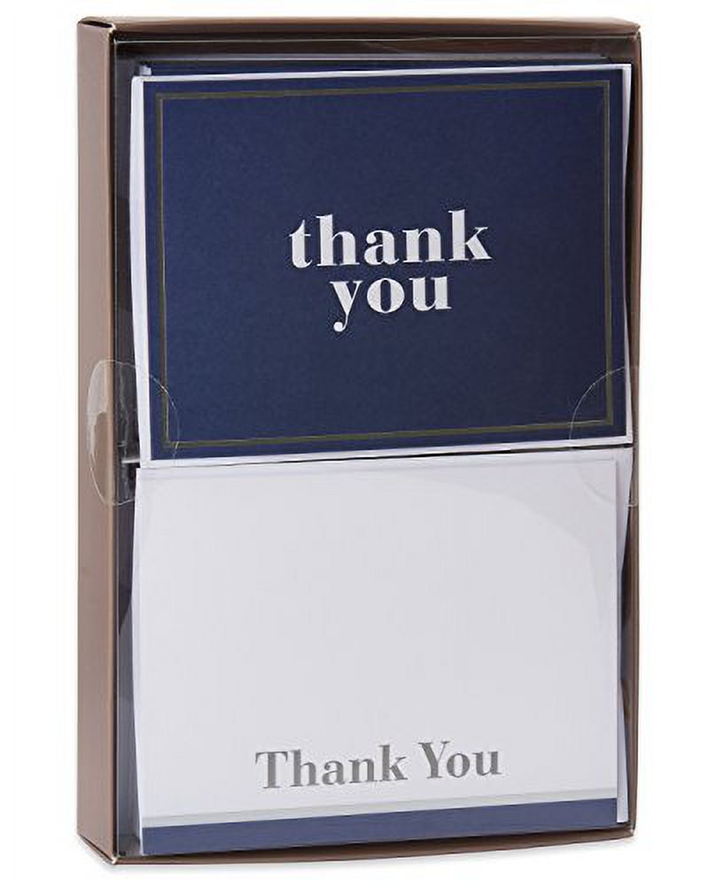 American Greetings Thank You Cards with Envelopes, Blue and White (50