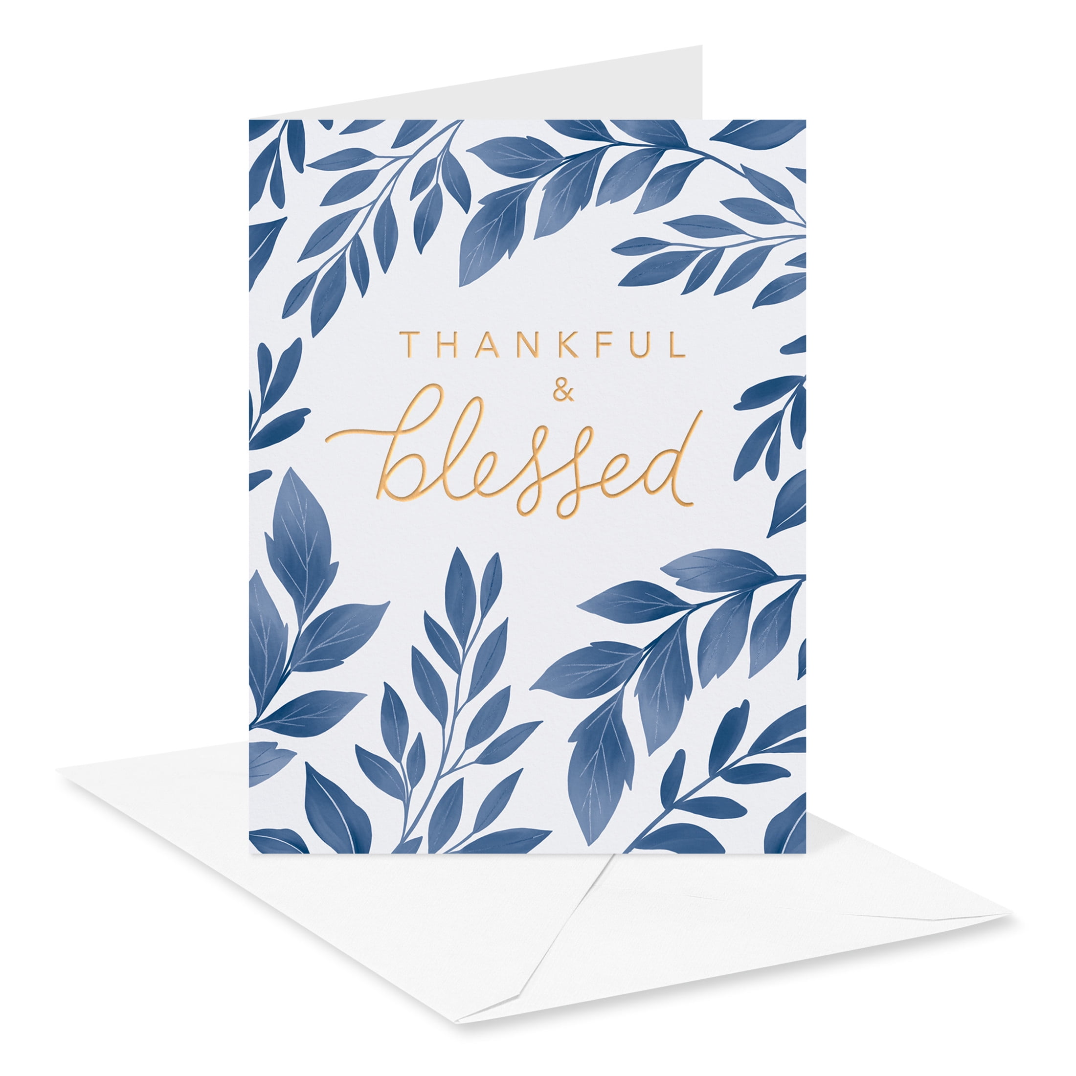 American Greetings Thank You Card Stationery Notes, Blessed, Blue Botanicals (10-Count)
