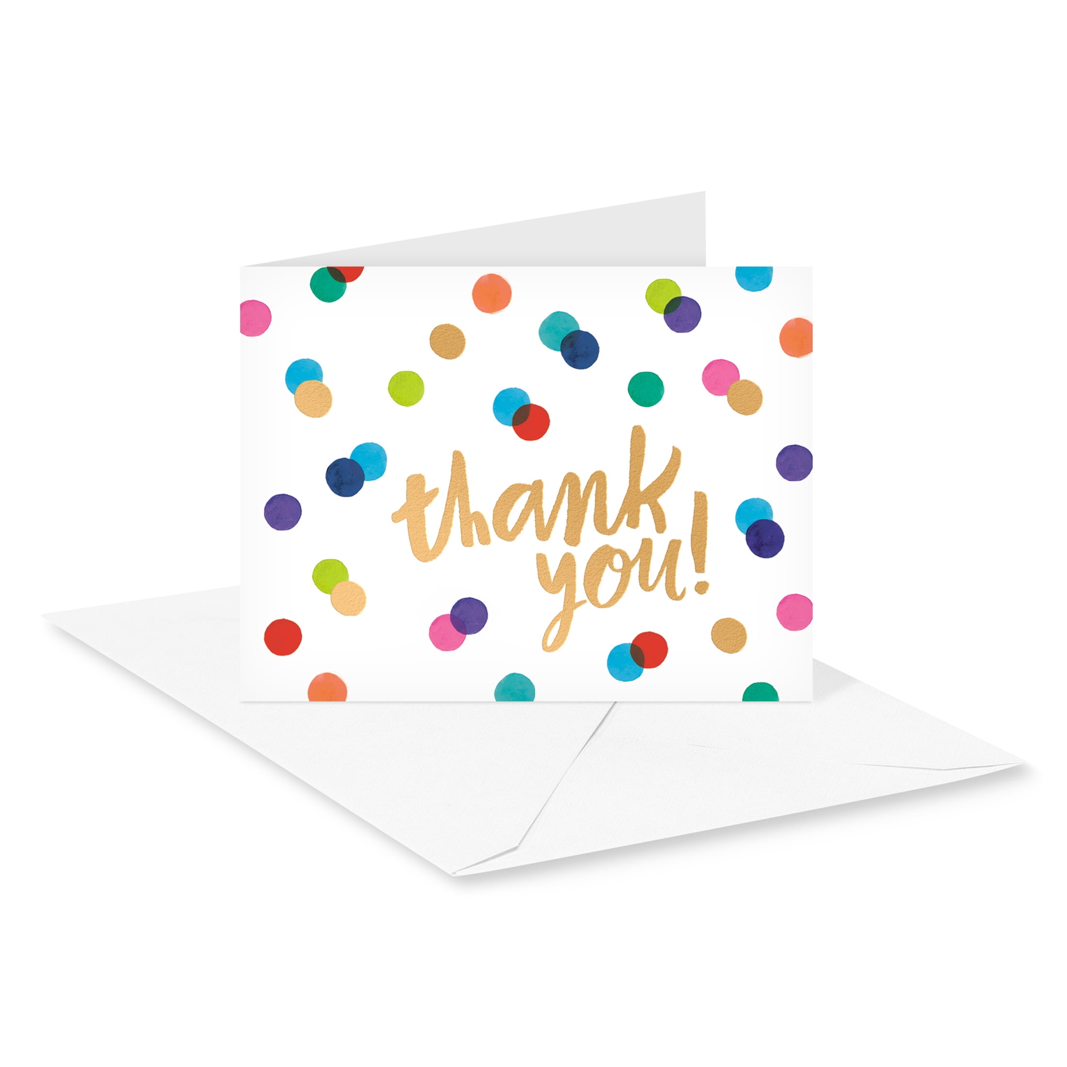 American Greetings Thank You Card Stationery Notes, Dots, Gold (20-Count)