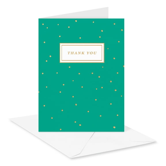 American Greetings Thank You Card Stationery Notes, Dots on Green (10-Count)