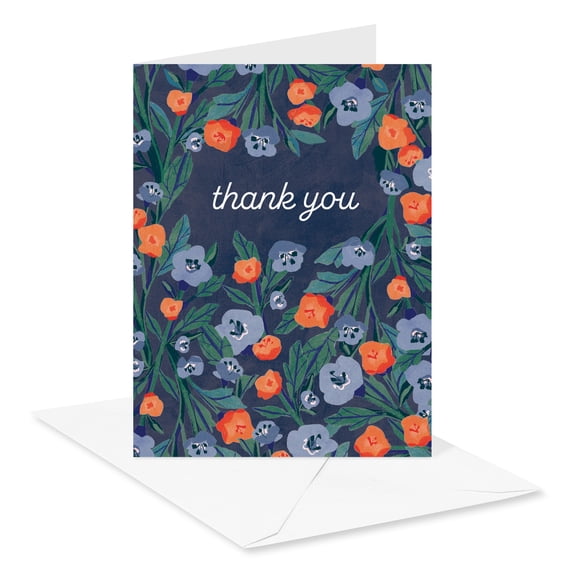 American Greetings Thank You Card Stationery Notes with Storage Box, Floral (15-Count)