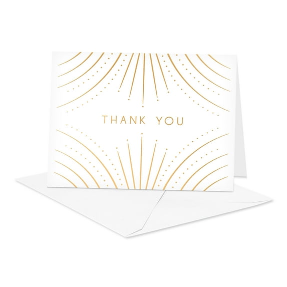 American Greetings Thank You Card Stationery Notes, Gold Deco (20-Count)