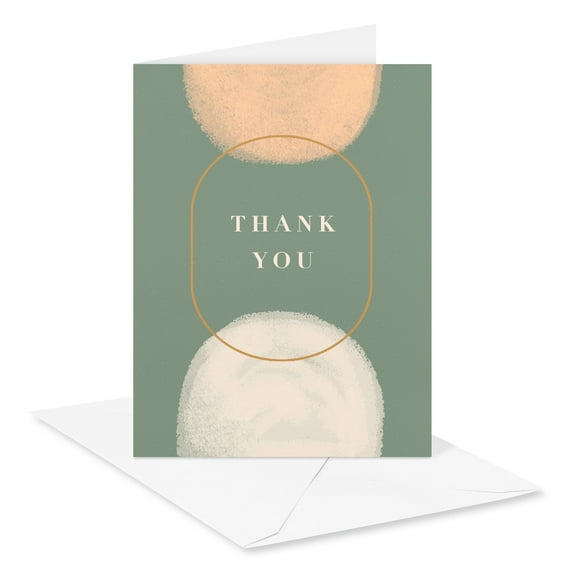 American Greetings Thank You Card Stationery Notes with Storage Box, Green Polka Dots (15-Count)