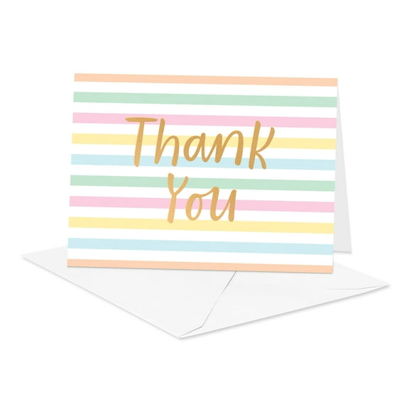 American Greetings Thank You Card Stationery Notes, Pastel Stripes (20-Count)