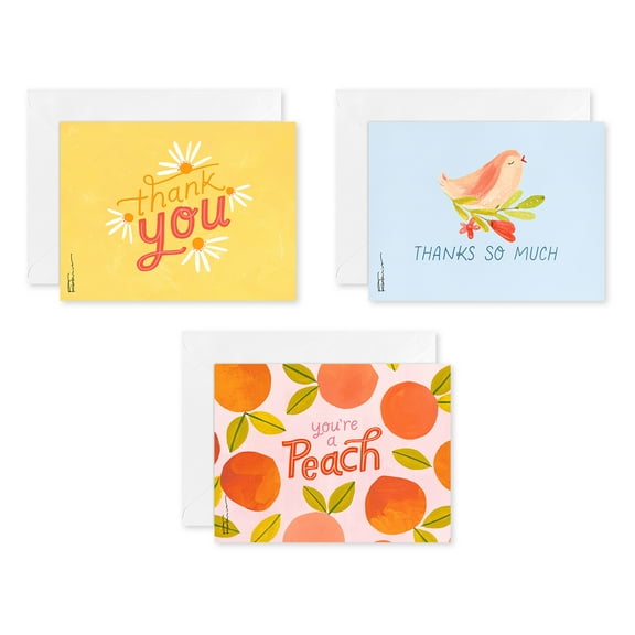 American Greetings Thank You Card Bundle, Peach (3-Designs, 30-Count)