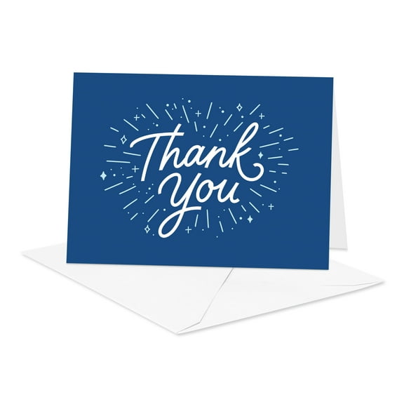 American Greetings Thank You Card Stationery Notes, Script on Navy (50-Count)
