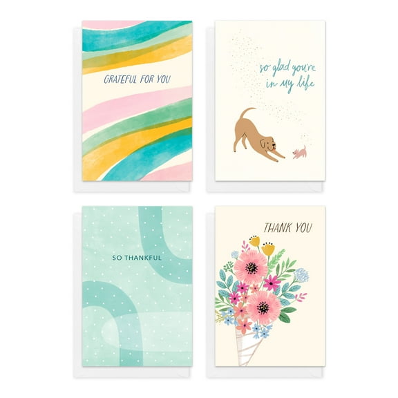 American Greetings Thank You Card Bundle, So Thankful (4-Designs, 12-Count)